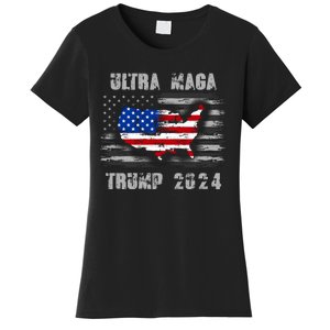 Ultra MAGA Betsy USA Flag Trump 2024 Anti Biden Women's T-Shirt