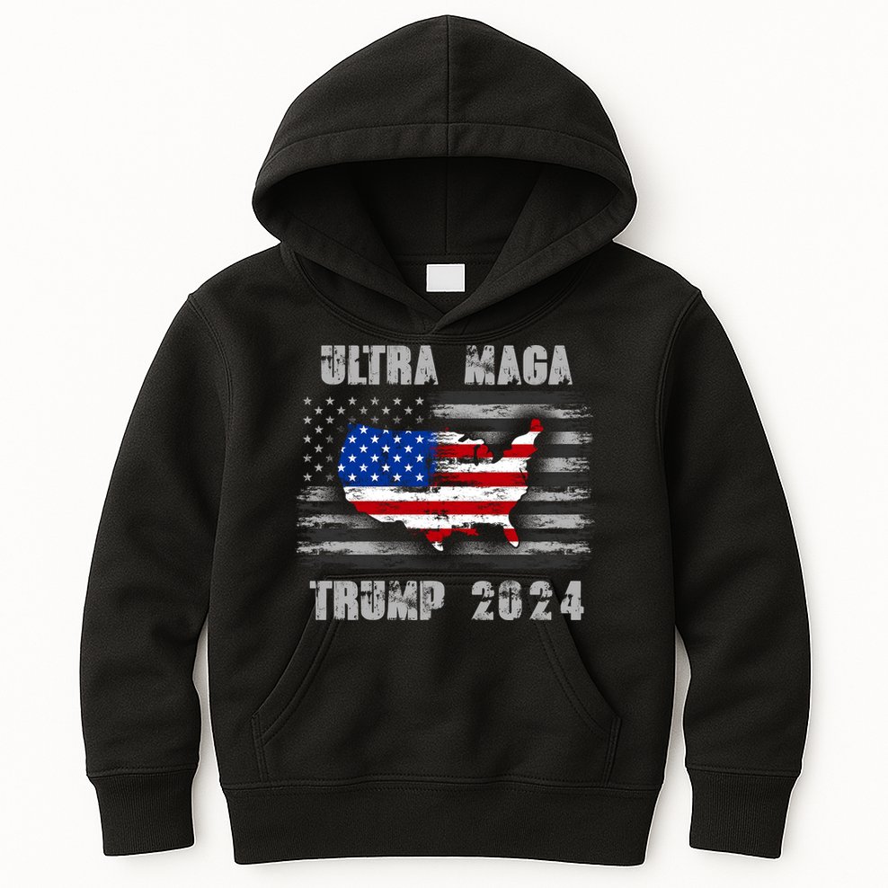 Ultra MAGA Betsy USA Flag Trump 2024 Anti Biden Kids Hoodie