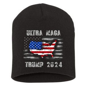 Ultra MAGA Betsy USA Flag Trump 2024 Anti Biden Short Acrylic Beanie