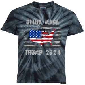 Ultra MAGA Betsy USA Flag Trump 2024 Anti Biden Kids Tie-Dye T-Shirt