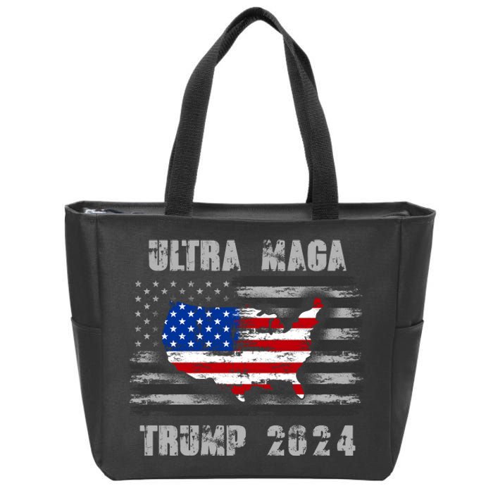 Ultra MAGA Betsy USA Flag Trump 2024 Anti Biden Zip Tote Bag