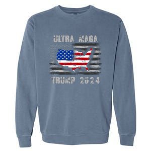 Ultra MAGA Betsy USA Flag Trump 2024 Anti Biden Garment-Dyed Sweatshirt