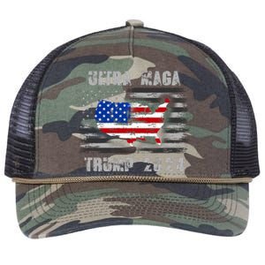 Ultra MAGA Betsy USA Flag Trump 2024 Anti Biden Retro Rope Trucker Hat Cap