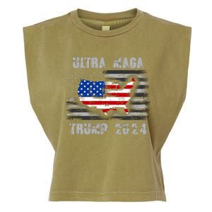 Ultra MAGA Betsy USA Flag Trump 2024 Anti Biden Garment-Dyed Women's Muscle Tee