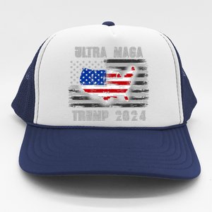 Ultra MAGA Betsy USA Flag Trump 2024 Anti Biden Trucker Hat