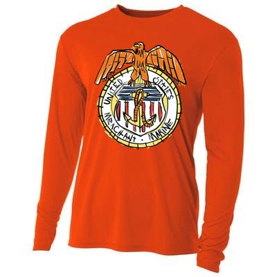 USA Marine Badge Doodle Cooling Performance Long Sleeve Crew