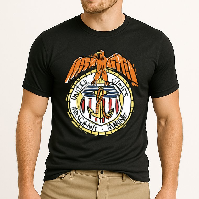 USA Marine Badge Doodle Cooling Performance Crew T-Shirt