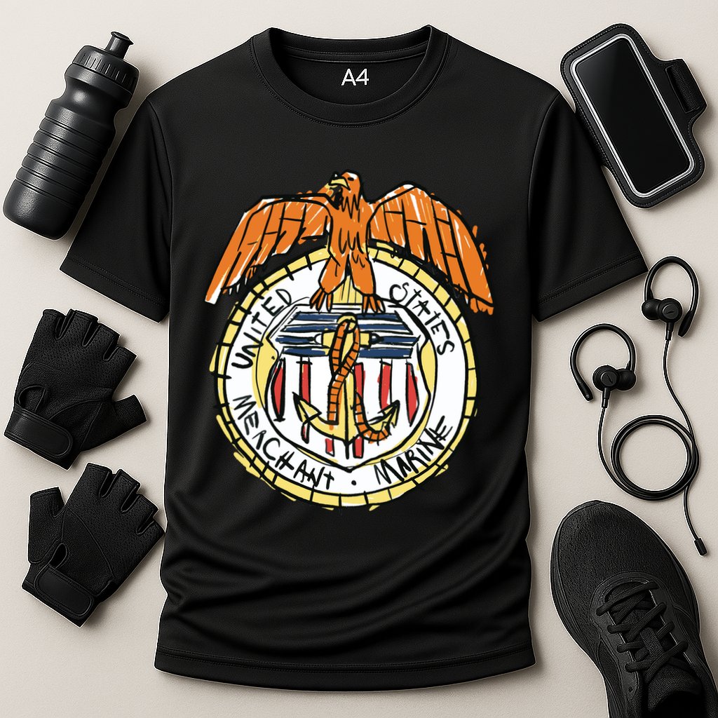 USA Marine Badge Doodle Cooling Performance Crew T-Shirt