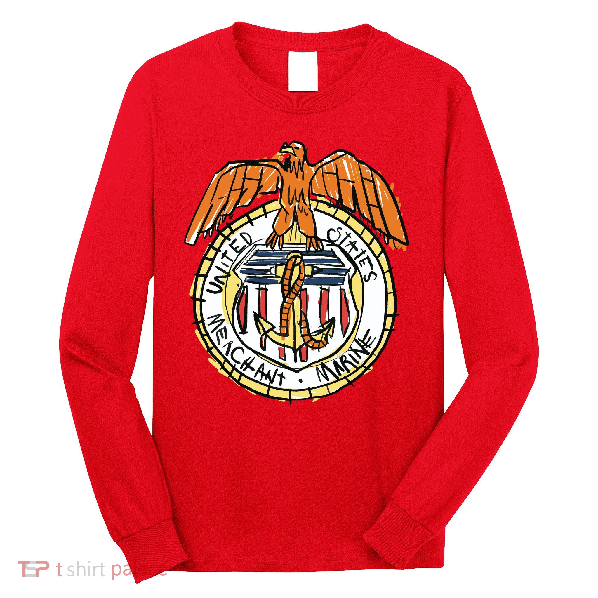 USA Marine Badge Doodle Long Sleeve Shirt