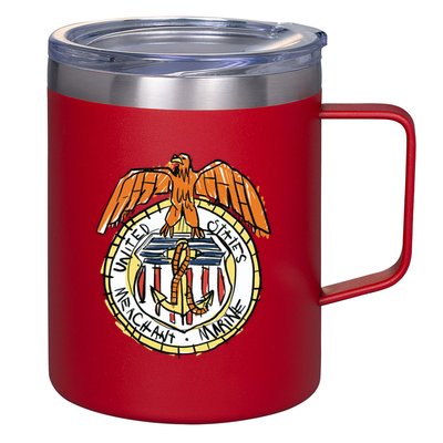USA Marine Badge Doodle 12oz Stainless Steel Coffee Mug