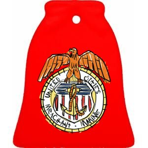 USA Marine Badge Doodle Ceramic Bell Ornament