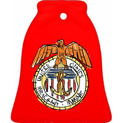 USA Marine Badge Doodle Ceramic Bell Ornament