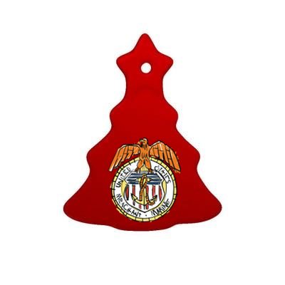 USA Marine Badge Doodle Ceramic Tree Ornament