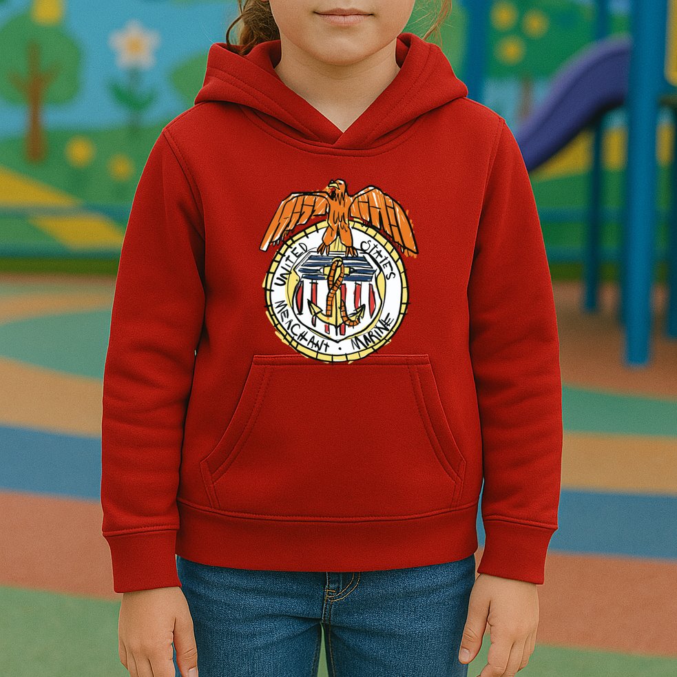 USA Marine Badge Doodle Kids Hoodie