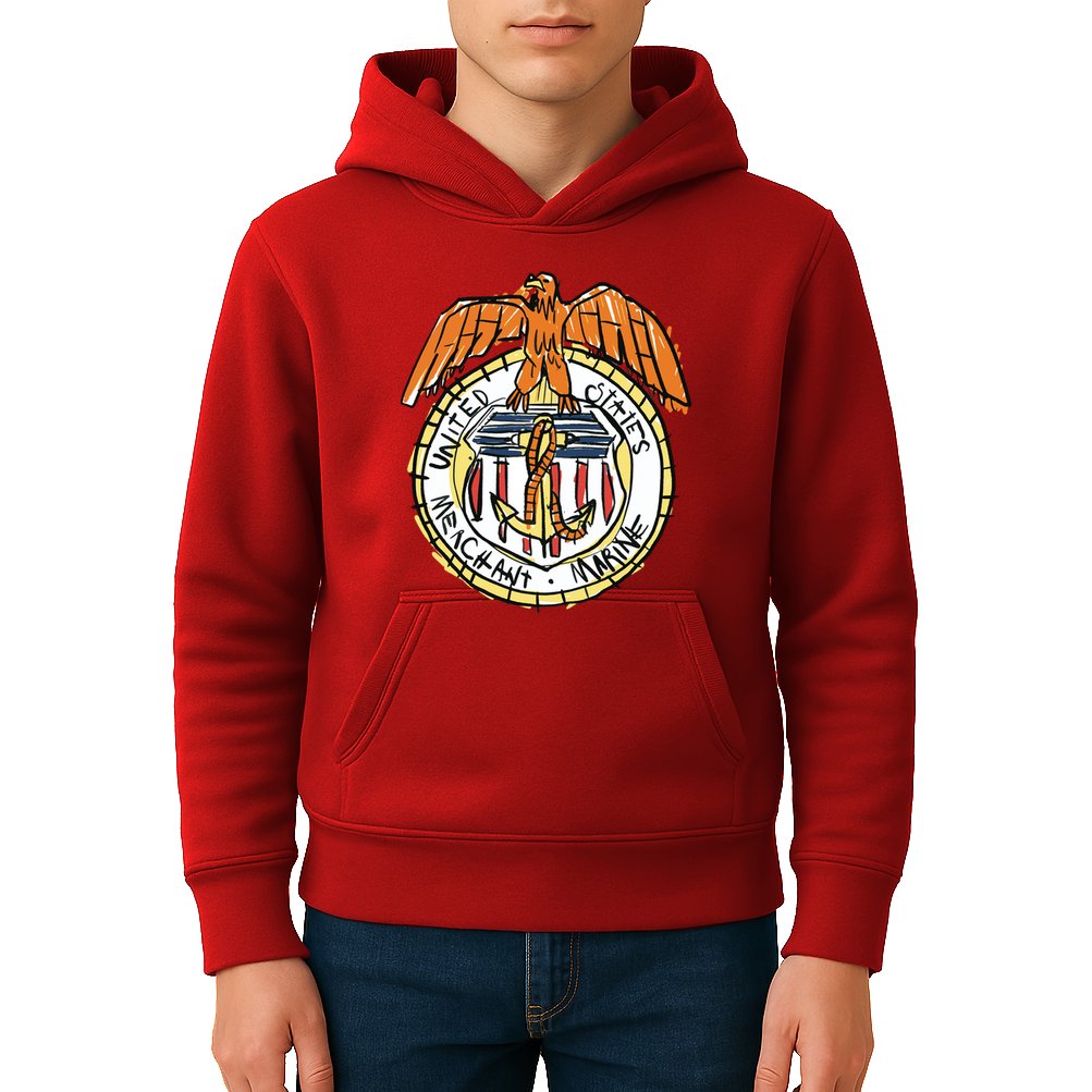 USA Marine Badge Doodle Kids Hoodie