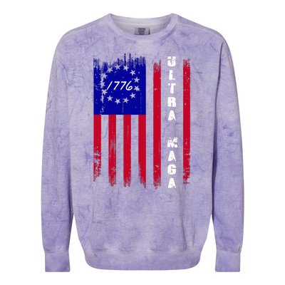 Ultra MAGA Betsy Ross USA Flag Trump 2024 Anti Biden Colorblast Crewneck Sweatshirt