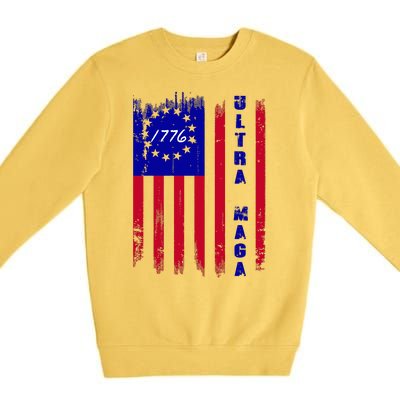 Ultra MAGA Betsy Ross USA Flag Trump 2024 Anti Biden Premium Crewneck Sweatshirt