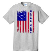 Ultra MAGA Betsy Ross USA Flag Trump 2024 Anti Biden Tall T-Shirt