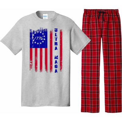 Ultra MAGA Betsy Ross USA Flag Trump 2024 Anti Biden Pajama Set