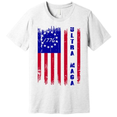Ultra MAGA Betsy Ross USA Flag Trump 2024 Anti Biden Premium T-Shirt