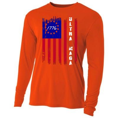 Ultra MAGA Betsy Ross USA Flag Trump 2024 Anti Biden Cooling Performance Long Sleeve Crew