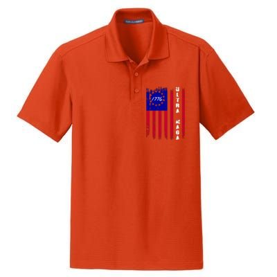 Ultra MAGA Betsy Ross USA Flag Trump 2024 Anti Biden Dry Zone Grid Polo