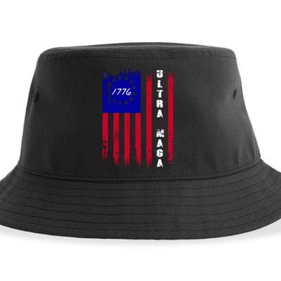 Ultra MAGA Betsy Ross USA Flag Trump 2024 Anti Biden Sustainable Bucket Hat