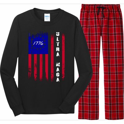 Ultra MAGA Betsy Ross USA Flag Trump 2024 Anti Biden Long Sleeve Pajama Set