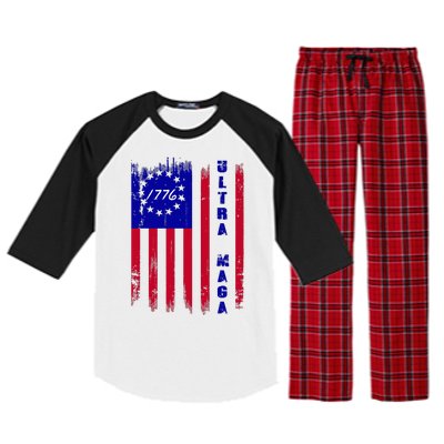 Ultra MAGA Betsy Ross USA Flag Trump 2024 Anti Biden Raglan Sleeve Pajama Set