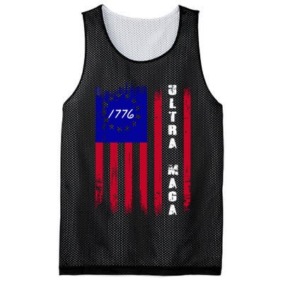 Ultra MAGA Betsy Ross USA Flag Trump 2024 Anti Biden Mesh Reversible Basketball Jersey Tank