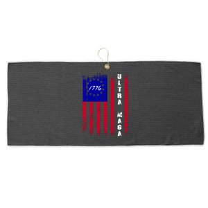 Ultra MAGA Betsy Ross USA Flag Trump 2024 Anti Biden Large Microfiber Waffle Golf Towel