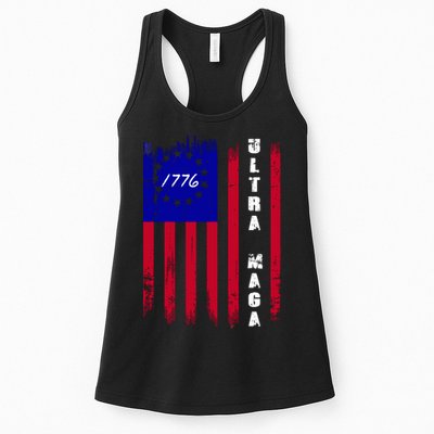 Ultra MAGA Betsy Ross USA Flag Trump 2024 Anti Biden Womens Tank Top