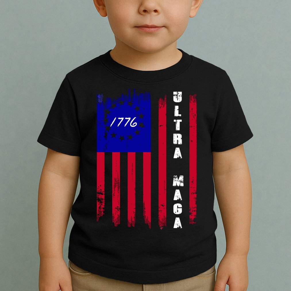 Ultra MAGA Betsy Ross USA Flag Trump 2024 Anti Biden Toddler T-Shirt