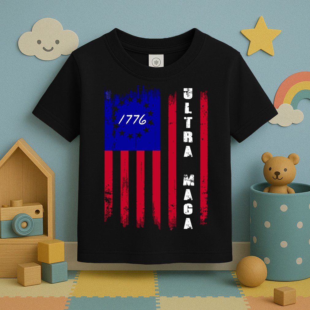 Ultra MAGA Betsy Ross USA Flag Trump 2024 Anti Biden Toddler T-Shirt