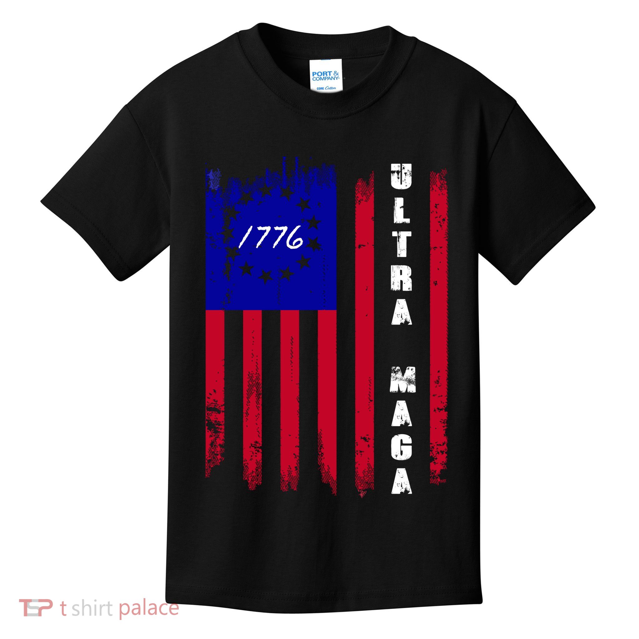 Ultra MAGA Betsy Ross USA Flag Trump 2024 Anti Biden Kids T-Shirt