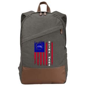 Ultra MAGA Betsy Ross USA Flag Trump 2024 Anti Biden Cotton Canvas Backpack