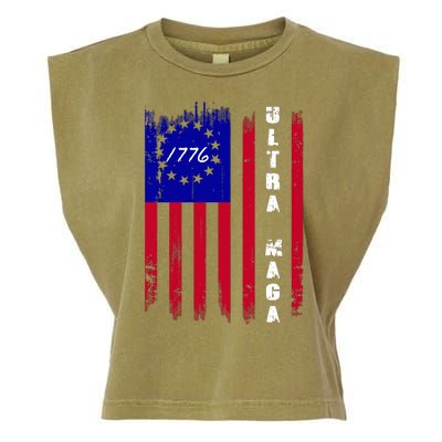 Ultra MAGA Betsy Ross USA Flag Trump 2024 Anti Biden Garment-Dyed Women's Muscle Tee