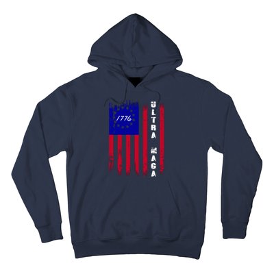 Ultra MAGA Betsy Ross USA Flag Trump 2024 Anti Biden Hoodie