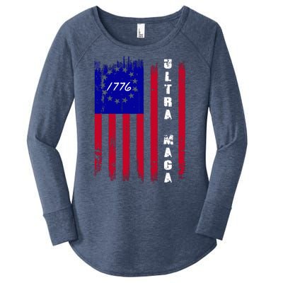 Ultra MAGA Betsy Ross USA Flag Trump 2024 Anti Biden Women's Perfect Tri Tunic Long Sleeve Shirt