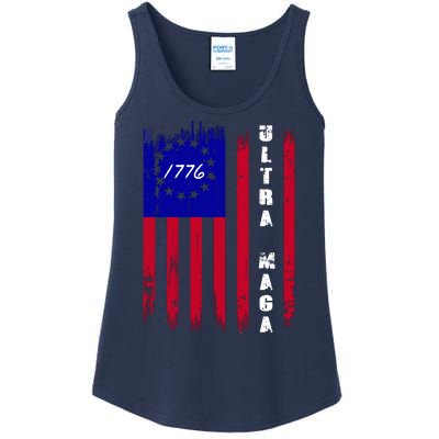 Ultra MAGA Betsy Ross USA Flag Trump 2024 Anti Biden Ladies Essential Tank