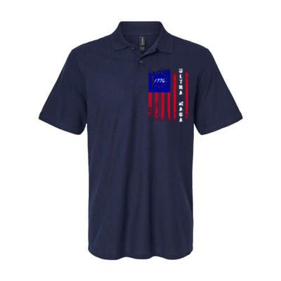 Ultra MAGA Betsy Ross USA Flag Trump 2024 Anti Biden Softstyle Adult Sport Polo