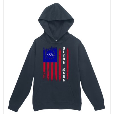 Ultra MAGA Betsy Ross USA Flag Trump 2024 Anti Biden Urban Pullover Hoodie