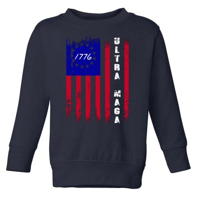 Ultra MAGA Betsy Ross USA Flag Trump 2024 Anti Biden Toddler Sweatshirt