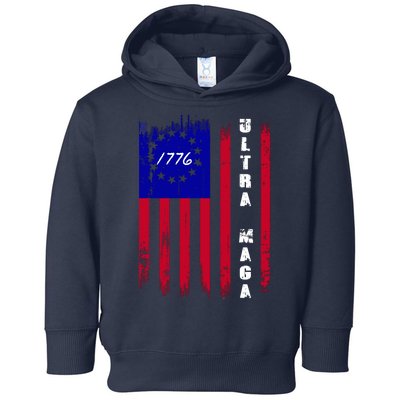 Ultra MAGA Betsy Ross USA Flag Trump 2024 Anti Biden Toddler Hoodie