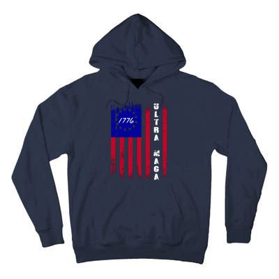 Ultra MAGA Betsy Ross USA Flag Trump 2024 Anti Biden Tall Hoodie