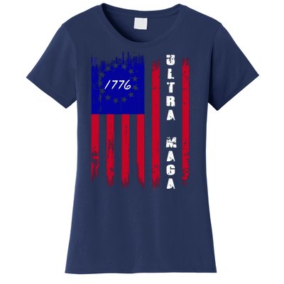 Ultra MAGA Betsy Ross USA Flag Trump 2024 Anti Biden Women's T-Shirt