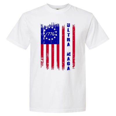 Ultra MAGA Betsy Ross USA Flag Trump 2024 Anti Biden Garment-Dyed Heavyweight T-Shirt