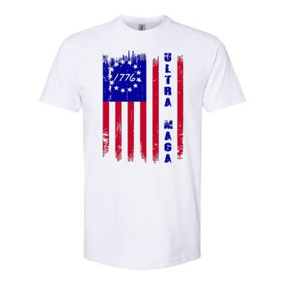 Ultra MAGA Betsy Ross USA Flag Trump 2024 Anti Biden Softstyle CVC T-Shirt