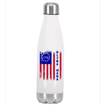 Ultra MAGA Betsy Ross USA Flag Trump 2024 Anti Biden Stainless Steel Insulated Water Bottle