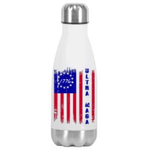 Ultra MAGA Betsy Ross USA Flag Trump 2024 Anti Biden Stainless Steel Insulated Water Bottle